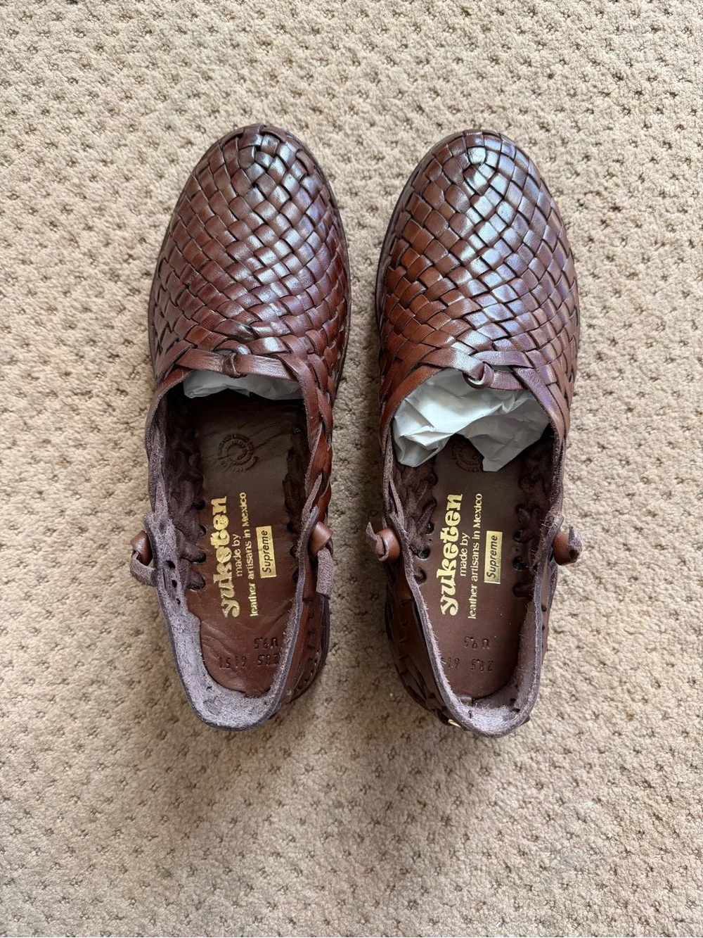 Supreme x Yuketen Brown Woven Leather Slip-On Loafers Men’s 9.5